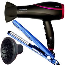 Secador De Cabelo Britania Profissional 2100w Ions Tourmaline Ar Quente Frio Bs22 Difusor Cachos Prancha Titanium Star Progressiva 450ºf Bivolt