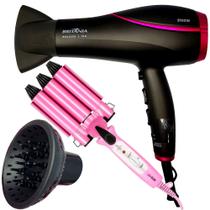 Secador De Cabelo Britania Profissional 2100w Ions Tourmaline Ar Quente Frio Bs22 Difusor De Cachos Modelador Triondas