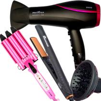 Secador De Cabelo Britania Profissional 2100w Ions Tourmaline Ar Quente Frio Bs22 Difusor Prancha Cerâmica 210c Modelador Cacheador Triondas