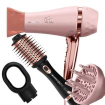 Secador De Cabelo Britania Profissional 2100w Ions Tourmaline Ar Quente Frio Tubi Com Difusor Cachos Escova 4 em 1 1200w Bivolt