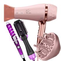 Secador De Cabelo Britania Profissional 2100w Ions Tourmaline Ar Quente Frio Tubi Com Difusor Cachos Modelador Nova Escova 4 em 1 City
