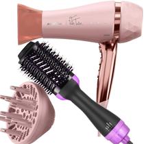 Secador De Cabelo Britania Profissional 2100w Ions Tourmaline Ar Quente Frio Tubi Difusor Cachos Escova 4 em 1 City