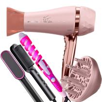 Secador De Cabelo Britania Profissional 2100w Ions Tourmaline Quente Frio Tubi Difusor Cachos Modelador Nova Escova 2 em 1 Marca Prosper HQ