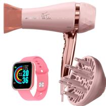 Secador De Cabelo Britania Profissional 2100w Ions Tourmaline Quente Frio Tubi Difusor Cachos Smartwatch