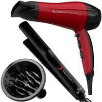 Secador De Cabelo Cadence 2200w Profissional Ar Quente e Frio Rougi Com Difusor Cachos Prancha Gama Italy Ceramica 410ºf Plus