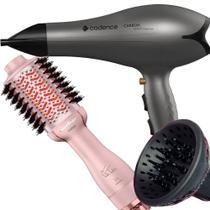 Secador De Cabelo Cadence Profissional 2000w Ions Ar Quente Frio Com Difusor De Cachos Escova 4 em 1 1300w Ions Tourmaline