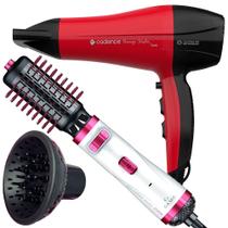 Secador De Cabelo Cadence Profissional 2200w Ions Ar Quente Frio Rougi Com Difusor De Cachos Escova Gama Italy Giratória 2300