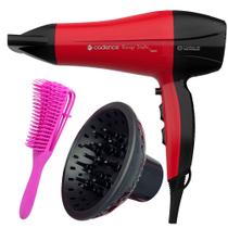 Secador De Cabelo Cadence Profissional 2200w Ions Ar Quente Frio Rougi Com Difusor De Cachos Escova Polvo