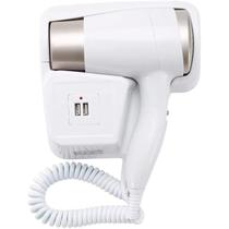 Secador De Cabelo De Parede Com 2 Usb Branco 220V - A178B