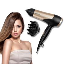 Secador de Cabelo Dobrável Bivolt Voltagem Ajustável com Duas Velocidades e Botão de Ar Frio