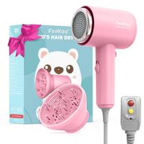 Secador de cabelo Feekaa Kids Portable Mini com difusor rosa 350g