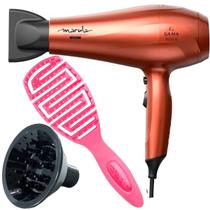 Secador De Cabelo Gama Italy 2000w Ion Profissional Salão Marula Cobre Bivolt Com Difusor De Cachos Escova Maya