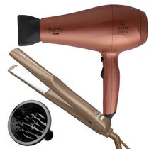 Secador De Cabelo Gama Italy 2000w Ion Profissional Salão Marula Cobre Difusor Cachos Prancha Ceramica 430ºf Coconut Bivolt