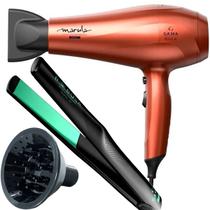 Secador De Cabelo Gama Italy 2000w Ion Profissional Salão Marula Cobre Difusor Cachos Prancha Cerâmica 430ºf Oleo Babosa Ergo