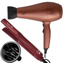 Secador De Cabelo Gama Italy 2000w Ion Profissional Salão Marula Cobre Difusor Cachos Prancha Ceramica 430ºf Passione