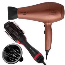 Secador De Cabelo Gama Italy 2000w Ion Profissional Salão Marula Cobre Difusor De Cachos Escova Alisadora Secadora 4 Em 1 Rouge