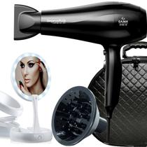 Secador De Cabelo Gama Italy 2100w Ions Ar Quente Frio Profissional Motor Ac Eleganza Difusor Cachos Espelho Led Maleta Preta