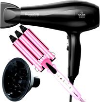 Secador De Cabelo Gama Italy 2100w Ions Ar Quente Frio Profissional Motor Ac Eleganza Difusor Cachos Modelador Triondas Profissional Cacheador Rosa