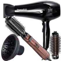 Secador De Cabelo Gama Italy 2100w Ions Ar Quente Frio Profissional Motor Ac Eleganza Difusor De Cachos Escova Rotativa Gama Italy Íons 1100w