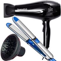 Secador De Cabelo Gama Italy 2100w Ions Ar Quente Frio Profissional Motor Ac Eleganza Difusor De Cachos Prancha Titanium 465ºf