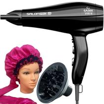 Secador De Cabelo Gama Italy 2100w Ions Profissional Motor Ac Salon Ar Quente Frio Difusor de Cachos Touca Difusora Cetim Anti Friz