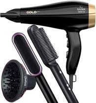 Secador De Cabelo Gama Italy 2200w Gold Ions Óleo de Argan Profissional Salão Ar Quente e Frio Com Difusor Cachos Escova 2 Em 1 Hq Secador De Cabelo Gama Italy 2200w Gold Ions Óleo de Argan Profissional Salão Ar Quente e Frio Com Difusor Cachos Escova 2 Em 1 Hq