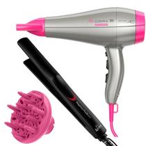 Secador De Cabelo Gama Italy 2200w Ion Profissional Salão Ar Quente Frio Rosa Auto Difusor Cachos Prancha Ceramica 410ºf Plus Bivolt