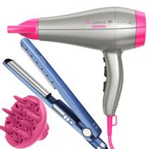 Secador De Cabelo Gama Italy 2200w Ion Profissional Salão Ar Quente Frio Rosa Difusor Cachos Prancha Titanium 450f Progressiva Ultra Auto Bivolt - GA.MA ITALY