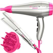 Secador De Cabelo Gama Italy 2200w Ion Profissional Salão Quente Frio Rosa Difusor Cachos Prancha Cerâmica 430f News Auto Bivolt
