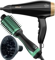 Secador De Cabelo Gama Italy 2200w Ions Profissional Motor Ac Goldy OLeo Argan Quente Frio Difusor Escova Alisadora 4 Em 1 1300w Babosa