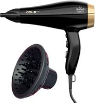 Secador De Cabelo Gama Italy 2200w Ions Profissional Salão Oleo Argan Ar Quente Frio Goldy Com Difusor De Cachos