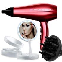 Secador De Cabelo Gama Italy 2200w Profissional Salão Ar Quente e Frio Redy Difusor De Cachos Com Espelho Led