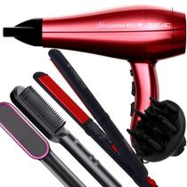 Secador De Cabelo Gama Italy 2200w Profissional Salão Ar Quente e Frio Redy Difusor de Cachos Prancha de Cabelo Cerâmica 210ºc Escova Alisadora HQ