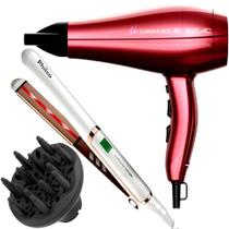 Secador De Cabelo Gama Italy 2200w Profissional Salão Ar Quente Frio Redy Com Difusor Cachos Prancha Chapinha Luz Infravermelho 230c