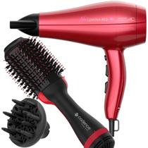 Secador De Cabelo Gama Italy 2200w Profissional Salão Ar Quente Frio Redy Difusor Cachos Escova Modeladora 4 Em 1 Alisadora Rouge