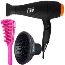 Secador De Cabelo Gama Italy 2300w GBS Barber Series Absolute Flow Ions Profissional Salão Ar Quente e Frio Com Difusor Cachos Escova Pequena