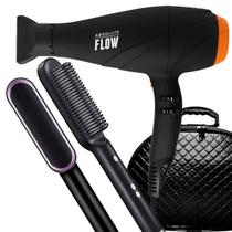 Secador De Cabelo Gama Italy 2300w GBS Barber Series Absolute Flow Ions Profissional Salão Ar Quente e Frio Escova 2 Em 1 Hq Com Maleta Preta