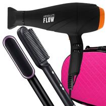 Secador De Cabelo Gama Italy 2300w GBS Barber Series Absolute Flow Ions Profissional Salão Ar Quente e Frio Escova 2 Em 1 Hq Com Maleta Rosa