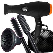 Secador De Cabelo Gama Italy 2300w GBS Barber Series Absolute Flow Ions Profissional Salão Difusor Cachos Escova 2 Em 1 Hq Com Maleta Preta