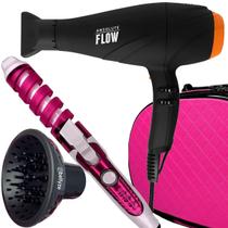 Secador De Cabelo Gama Italy 2300w GBS Barber Series Absolute Flow Ions Profissional Salão Difusor Modelador Cachos Nova Maleta Rosa