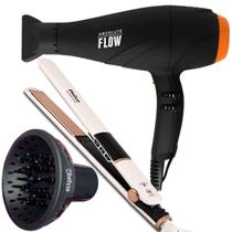 Secador De Cabelo Gama Italy 2300w GBS Barber Series Absolute Flow Ions Profissional Salão Difusor Prancha Chapinha Display Digital Chrome Rose 230c