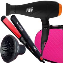 Secador De Cabelo Gama Italy 2300w GBS Barber Series Absolute Flow Profissional Salão Difusor Prancha Chapinha Cadence Style 210c Com Maleta Rosa