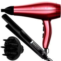 Secador De Cabelo Gama Italy New Lumina Red 2200w Ions Motor Ac Profissional Difusor Cachos Prancha De Cabelo Ion Plus Ceramica 410ºf Profissional