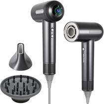 Secador de cabelo HERLLY 1600W iônico de alta velocidade com difusor cinza prateado
