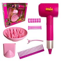 Secador de Cabelo Infantil Brinquedo Kit Salão Beleza pilha