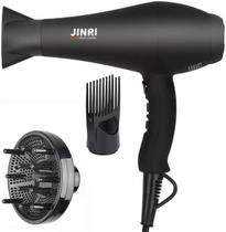 Secador de Cabelo JINRI 1875W Iônico - 2 Velocidades, 3 Temperaturas e Difusor