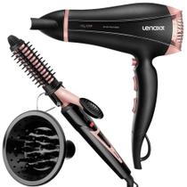 Secador De Cabelo Lenoxx 2000w Pro Ion Tourmaline Ar Quente Frio Rose Difusor De Cachos Modelador Ceramic Frizz