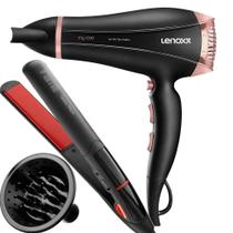 Secador De Cabelo Lenoxx 2000w Pro Ion Tourmaline Ar Quente Frio Rose Difusor De Cachos Prancha Cerâmica 210c