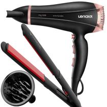 Secador De Cabelo Lenoxx 2000w Pro Ion Tourmaline Ar Quente Frio Rose Difusor De Cachos Prancha Cerâmica Style 210c