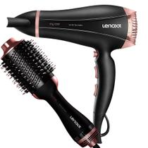 Secador De Cabelo Lenoxx 2000w Pro Ion Tourmaline Ar Quente Frio Rose Escova Secadora Alisadora Lenoxx Black 4 em 1